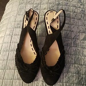 Enzo Angiolini Black Suede Heels Sz 9.5